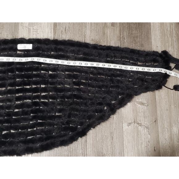 Preston & York Black Premiere Fur Minx Dress Overthrow Cape Wrap Fox Tail Edging - Picture 10 of 13